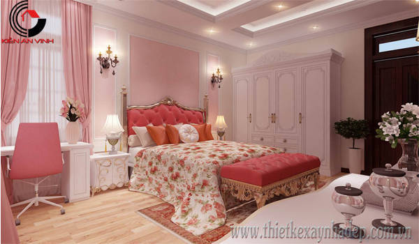 thiết kế biệt thự cổ điển pháp đẹp phòng ngủ