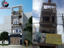 Thi công xây nhà phố đẹp chị Trúc quận 7