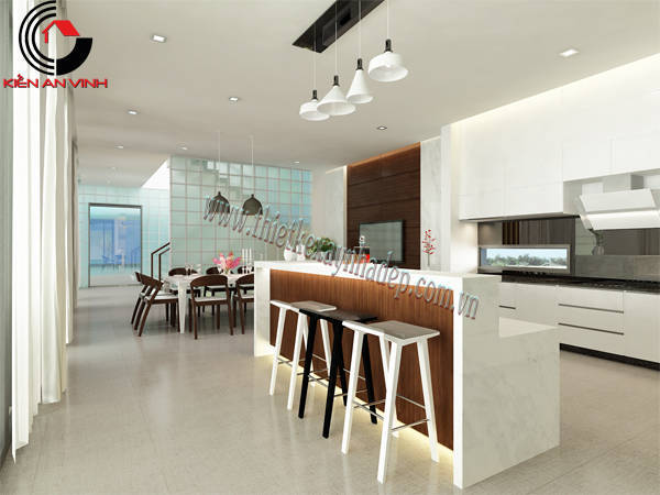 thiết kế villa 2 tầng đẹp Kiên Giang bếp ăn