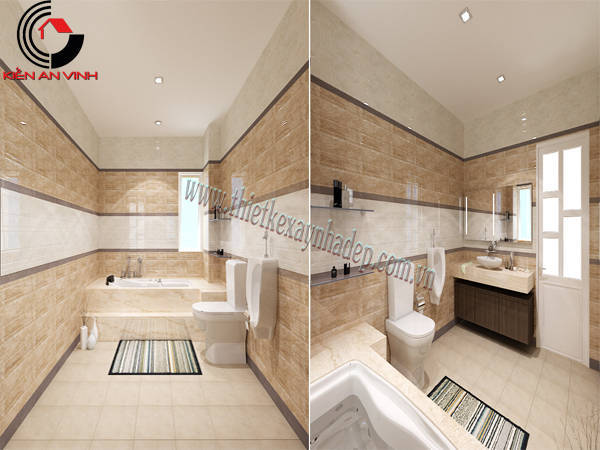 thiết kế villa 2 tầng đẹp Kiên Giang phòng wc