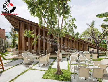 Thiết kế quán cafe sân vườn bằng Gỗ