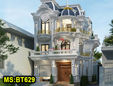 Bản thiết kế mẫu biệt thự 3 tầng tân cổ điển đẹp kèm nội thất