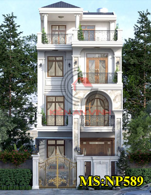 Mẫu nhà 4 tầng 7x19m tân cổ điển đẹp tinh tế tại Bình Chánh