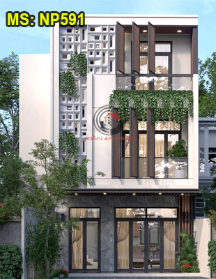 Bản vẽ thiết kế nhà 3 tầng hiện đại 7x22m – 3 phòng ngủ
