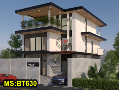 Thiết kế biệt thự 3 tầng hiện đại - 2 phòng ngủ có sân thượng