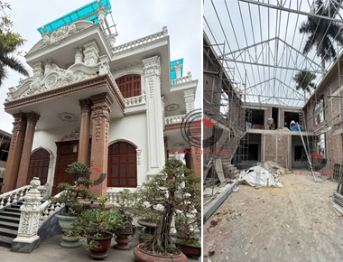 Thi công xây dựng biệt thự gỗ có nhà thờ tổ ở miền Bắc