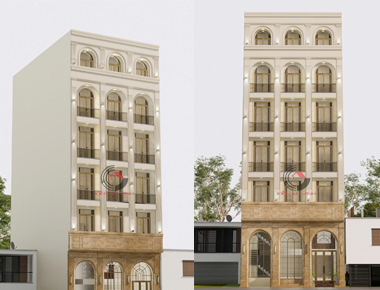 Bản vẽ mẫu khách sạn mặt tiền 12m 6 tầng