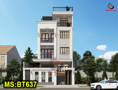 Thiết kế biệt thự 3 tầng 1 tum hiện đại có thang máy và hầm