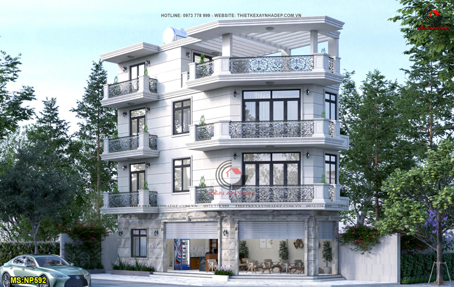 mẫu nhà 2 mặt tiền kết hợp kinh  doanh
