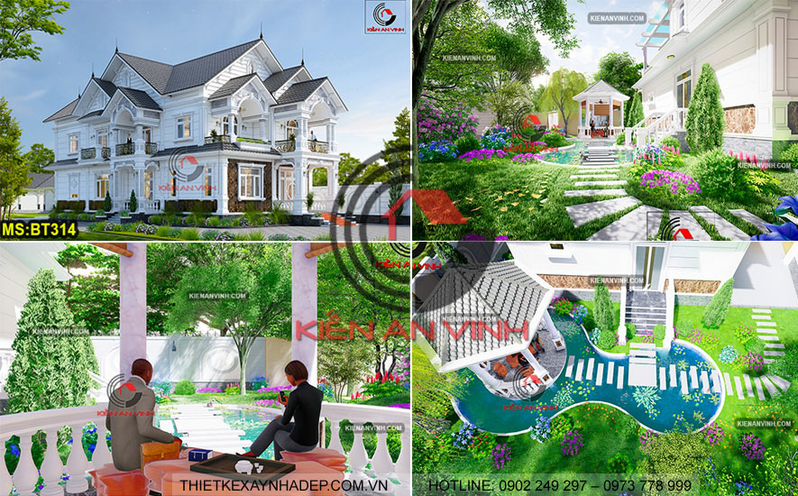 Thiết kế biệt thự nhà vườn 2 tầng mái Thái đẹp 2021
